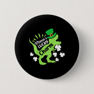 Kids St Patricks Day Mamas Glücksbringer-Dinosauri Button