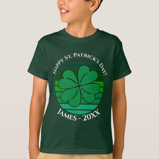 Kids St. Patrick's Day Name Irish 4 Leaf Clover T-Shirt (Vorderseite)