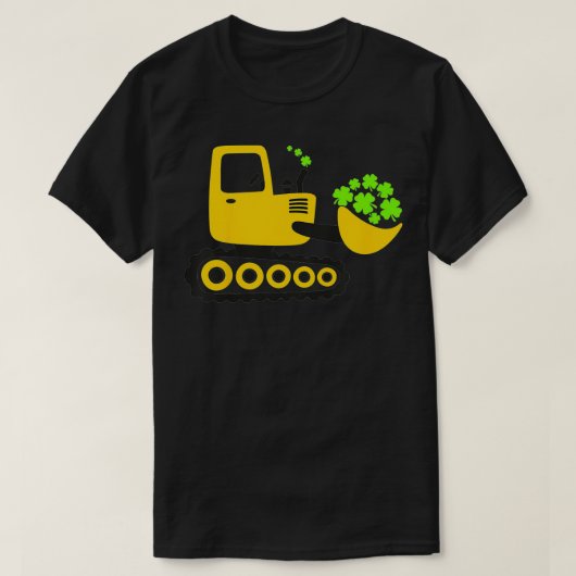 Kids St Patrick's Day Shamrocks Ecavator Digger Bo T-Shirt (Design vorne)
