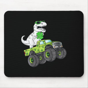 Kids St Patricks Day T Rex Reiten Monster Truck Di Mousepad