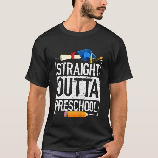 Kids Straight Outta Vorschule Graduati T-Shirt (Vorderseite)