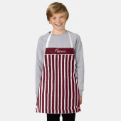 Kids Striped Autumn Burgundy and White Pattern  Schürze (Getragen)