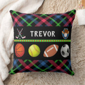 Kids Super Sports Tartan Personalisiert Kissen (Decke)