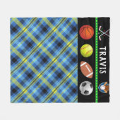 Kids Super Sports Tartan Personalisierte Fleece Bl (Vorderseite (Horizontal))