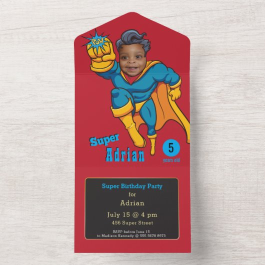 Kid's Superheld Phantastisch in einer Einladung (Innen Boden)