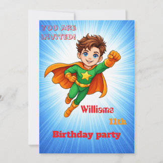 Kids Superhero Birthday Invitation Einladung