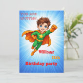 Kids Superhero Birthday Invitation Einladung (Stehend Vorderseite)
