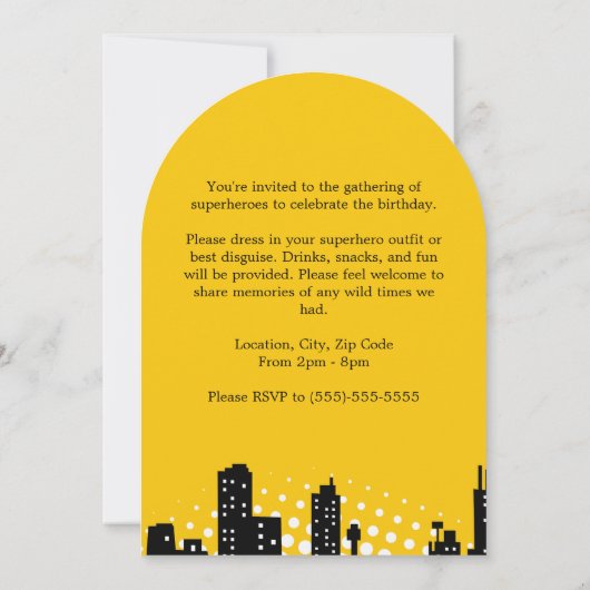 Kids Superhero Cartoon Movie Party Einladung (Rückseite)