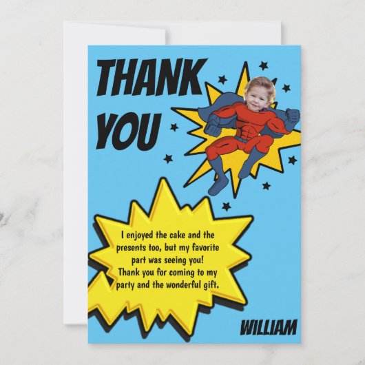 Kids Superhero Foto Dankeskarte (Vorderseite)