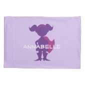 Kids Superhero Girl Silhouette Personalisiert Lila Kissenbezug (Rückseite)