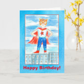 Kids Superhero Happy Birthday Karte (Gelbe Blume)