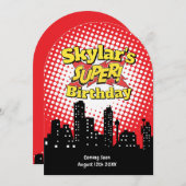 Kids Superhero Party Einladung - RIP 20 Beerdigung (Vorne/Hinten)