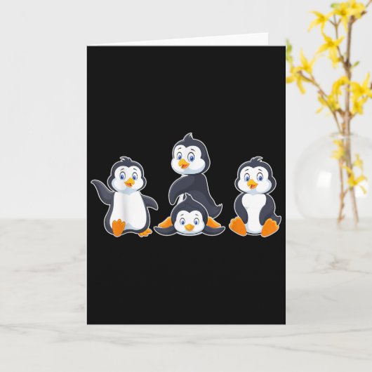 Kids Süßes Tier Pinguin Karte (Gelbe Blume)
