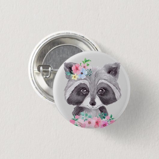 Kids Sweet Racoon Button (Vorne & Hinten)