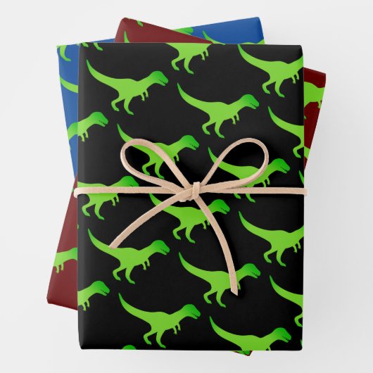 Kid's t-rex Dinosaurier Muster verpackt Papierblät Geschenkpapier Set (Beispiel)