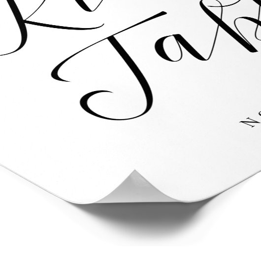 Kids Table Calligraphy Script Wedding Sign Poster (Ecke)