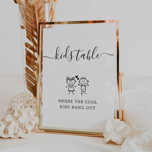 Kids Table Sign | Tafelzeichen für Minimalistische Sockelschild