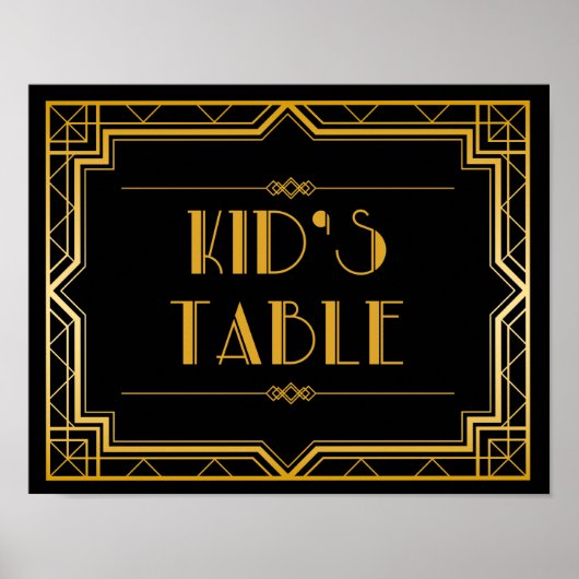 Kid's Table Wedding Sign | Gatsby Art Deco Poster (Vorne)
