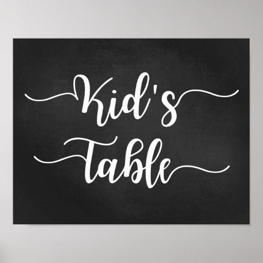 Kid's Table Wedding Sign | Modern Calligraphy Sign Poster (Vorne)