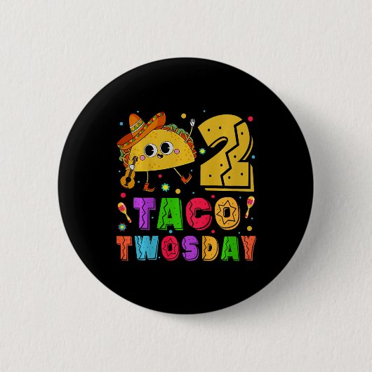 Kids Taco Twosday - Dos Kindergeburtstag 2 J Button (Vorderseite)