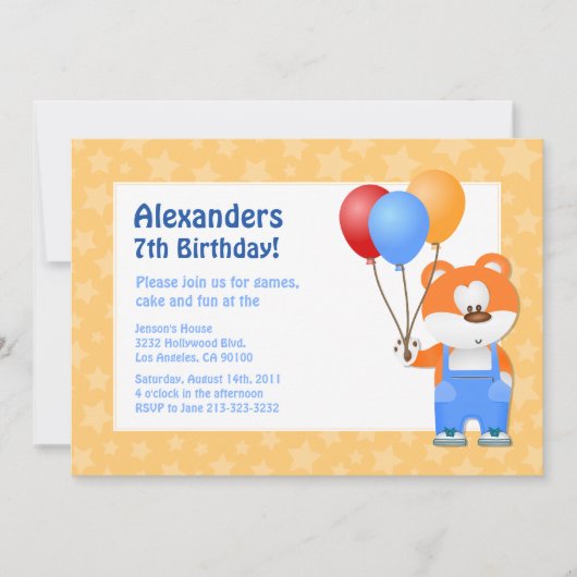 Kids Teddy Bear Geburtstagsparty Einladung (Vorderseite)