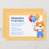 Kids Teddy Bear Geburtstagsparty Einladung (Vorne/Hinten)