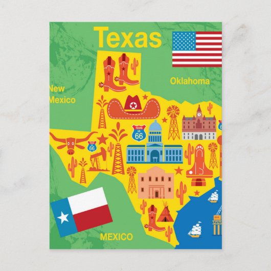 Kids Texas Map Postkarte (Vorderseite)