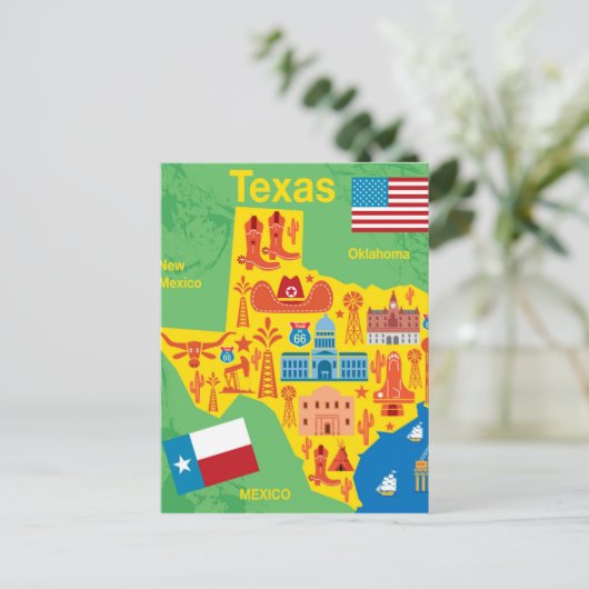 Kids Texas Map Postkarte (Stehend Vorderseite)