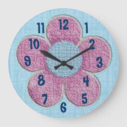 Kids Textured Flower Wall Clock Große Wanduhr (Vorderseite)