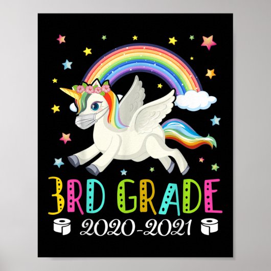 Kids Third Grade 2020 Quarantine Cute Unicorn  Poster (Vorne)
