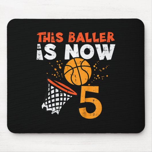 Kids This Ller Is Now 5 Sketll 5th Birthday Bday B Mousepad (Vorne)