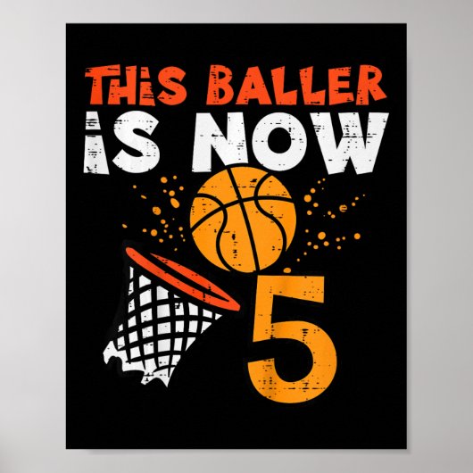 Kids This Ller Is Now 5 Sketll 5th Birthday Bday B Poster (Vorne)