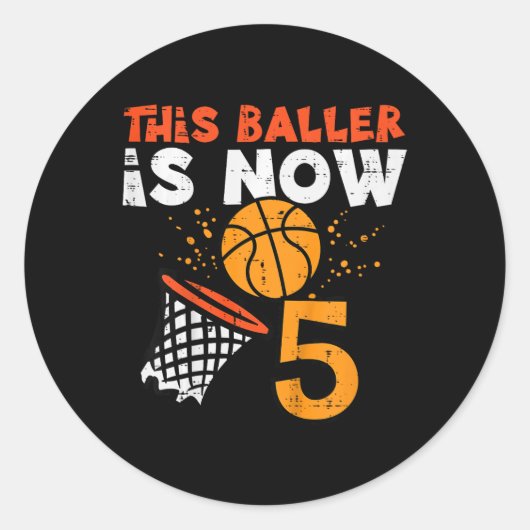 Kids This Ller Is Now 5 Sketll 5th Birthday Bday B Runder Aufkleber (Vorderseite)