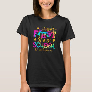 Kids Tie Dye Schulbusfahrer Glücklicher Erster Sch T-Shirt