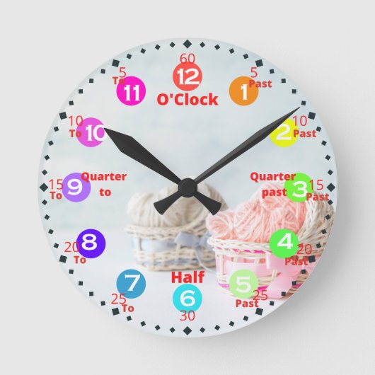 Kids Time Learning Round Clock Runde Wanduhr (Vorderseite)