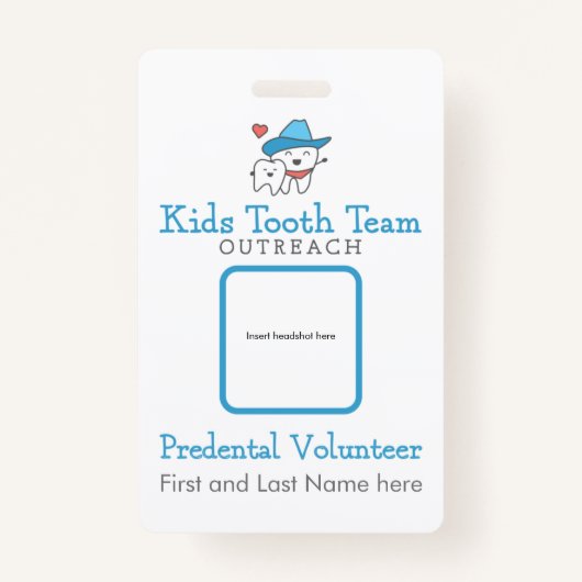 Kids Tooth Team Outreach Predental Volunteer Abzei Ausweis (Vorderseite)
