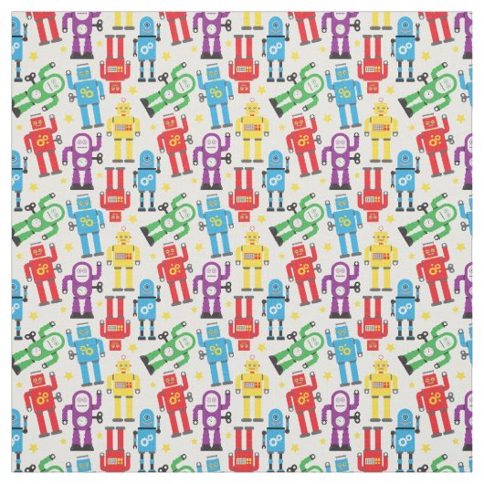 Kids Toy Roboter und Außerirdischen auf Weiß Stoff (Muster)
