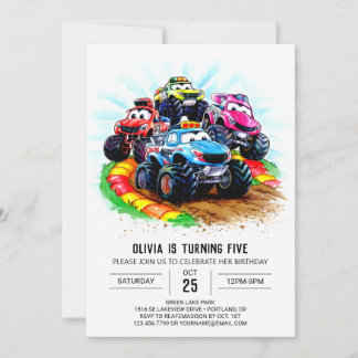 Kids Track Monster Truck Geburtstag Einladung