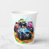 Kids Track Monster Truck Geburtstag Pappbecher (Vorderseite)