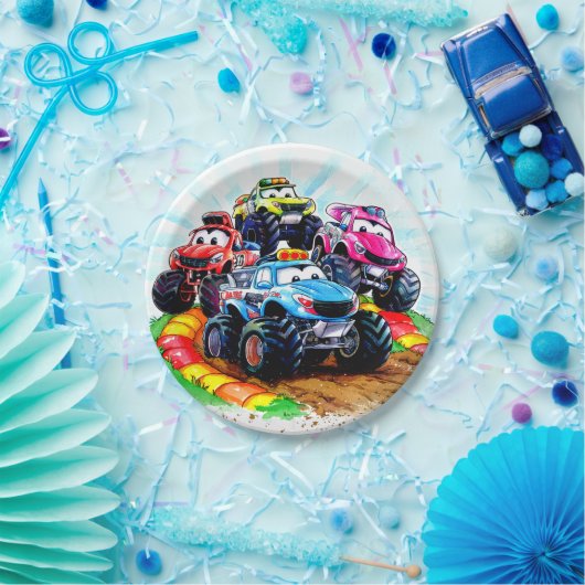 Kids Track Monster Truck Geburtstag Pappteller (Party)