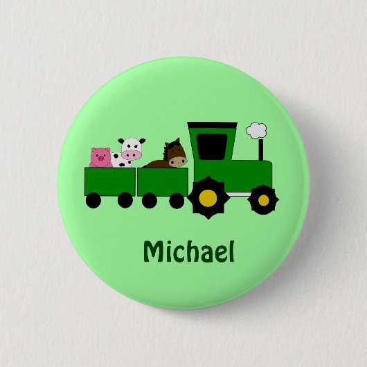 Kids Tractor Birthday Gevor Button (Vorderseite)