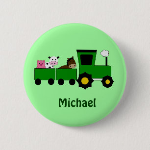 Kids Tractor Birthday Gevor Button
