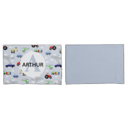 Kids Transport Pattern Monogram Car Name Kissenbezug