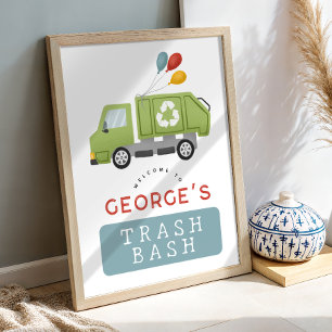Kids Trash Bash Müllwagen Geburtstagsbegrüßung Poster