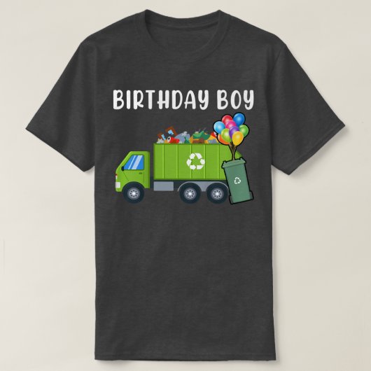 Kids Trash Bin Birthday Boy Garbage Trucks Toddler T-Shirt (Design vorne)