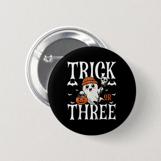 Kids Trick oder drei Halloween Spooky Pumpkin 3rd Button (Vorne & Hinten)