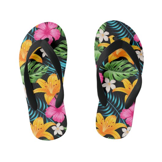 Kids Tropical Print Flip Flops Kinderbadesandalen (Fußbett)