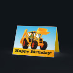 Kids Trucks - Custom Yellow Digger Happy Birthday Karte<br><div class="desc">Kinder Liebe Baufahrzeuge und LKW und einige Kinder nur Liebe Beton oder Zement Mixer!</div>