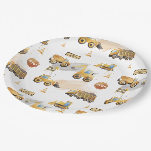 Kids Trucks Pattern Pappteller (Schrägansicht)