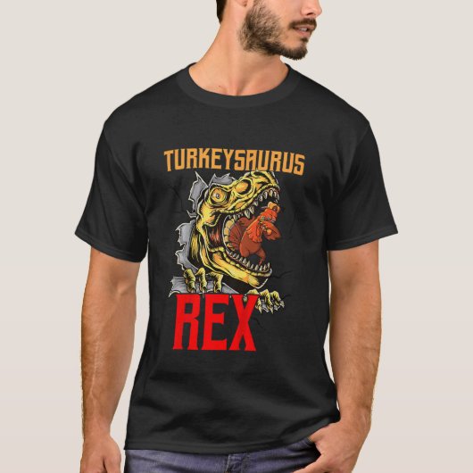 Kids Turkeysaurus Rex Dab Turkey Dino Thanksgiving T-Shirt (Vorderseite)